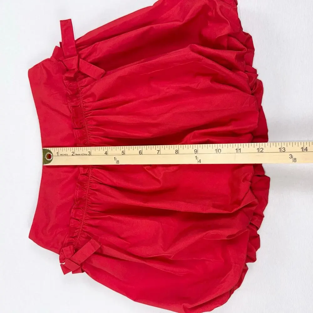 Crewcuts J Crew Girls Tafetta Bow Bubble Skirt Kids 7 Red Holiday